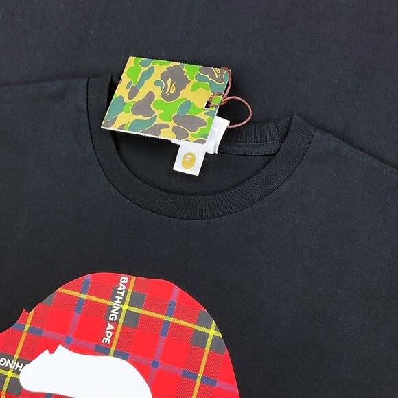 BAPE Logo Check Big Ape Head T-shirt Black Red | A Bathing Ape - Picture 5 of 6